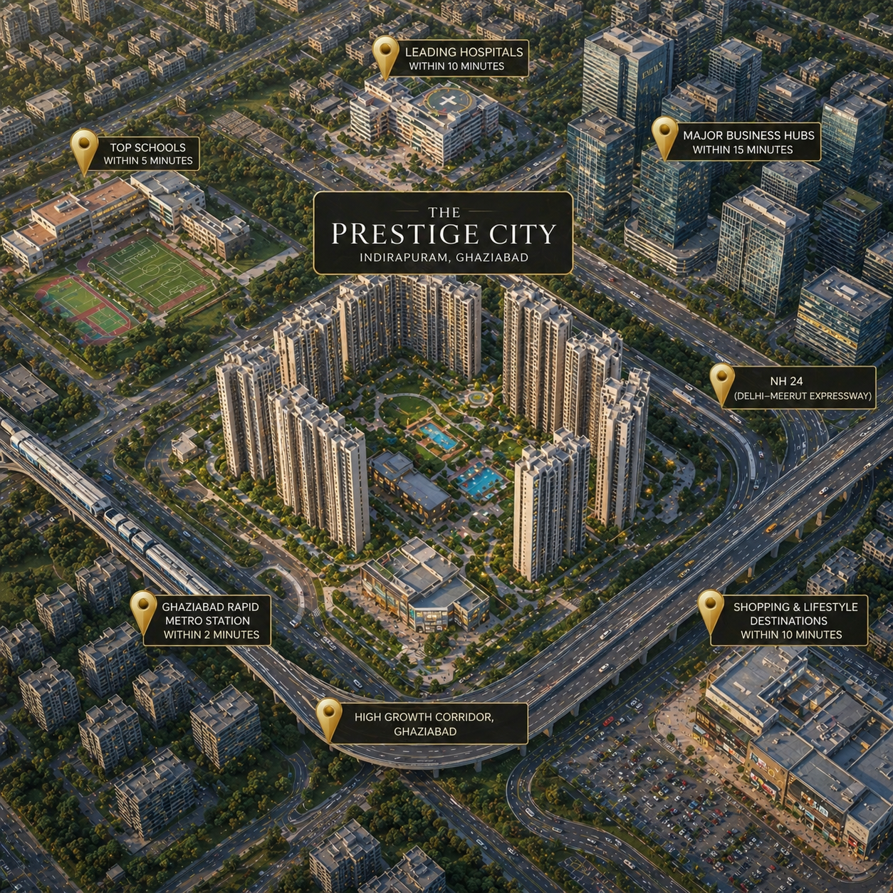 Prestige City Indirapuram Location Map